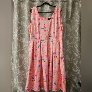 Dolly & Dotty Colorful Pink Sleeveless Ice Cream Dress